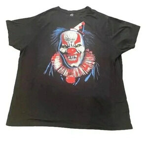 Halloween Evil Clown Shirt Adult Black Graphic Crazy Clown Scary Short Sleeve